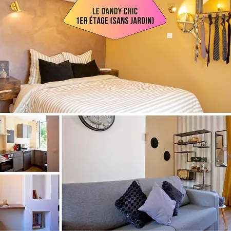 아파트 Ideal Pro & Couple - 2 Theme Boho Chic Rdc & Dandy 1er Etage - Quartier Calme - Jardin - Wifi Hd - Smart Tv - Parking Gratuit - Proche Centre & Transports - Ask 발랑시엔